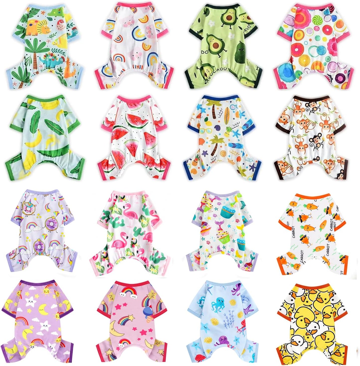Dog Pajamas Pjs Summer Dog Clothes for Small Dogs Girl - Boy - Medium Size Dogs, Soft Stretchy Puppy Clothes Fall Doggie Onesies Cat Pet Jammies Outfit Flamingo Pink