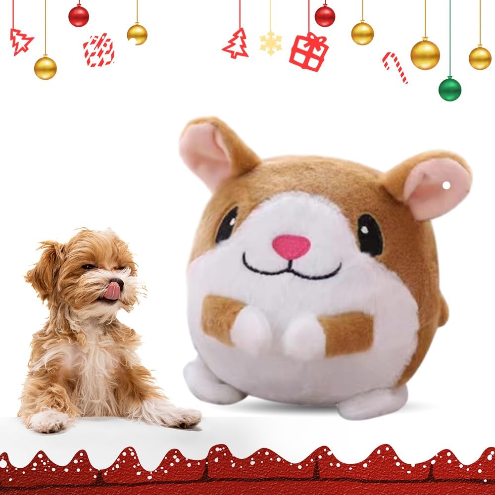 2025 Upgrade Active Moving Pet Plush Toy, Squeaky Dog Ball Toy Interactive Dog Toy for Boredom Pet Bouncing Ball Plush Toy, Pig Plush Sound Electronic Dogs Toy Pets Balls Toy