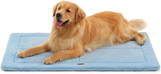 Made4Pets Dog Crate Pad Bed for Large Dogs, Washable & Reversible, Anti-Slip Kennel Mat for Cozy Sleeping, Soft Fluffy Dog Bed for Indoor & Outdoor Use, 41"x29", Blue