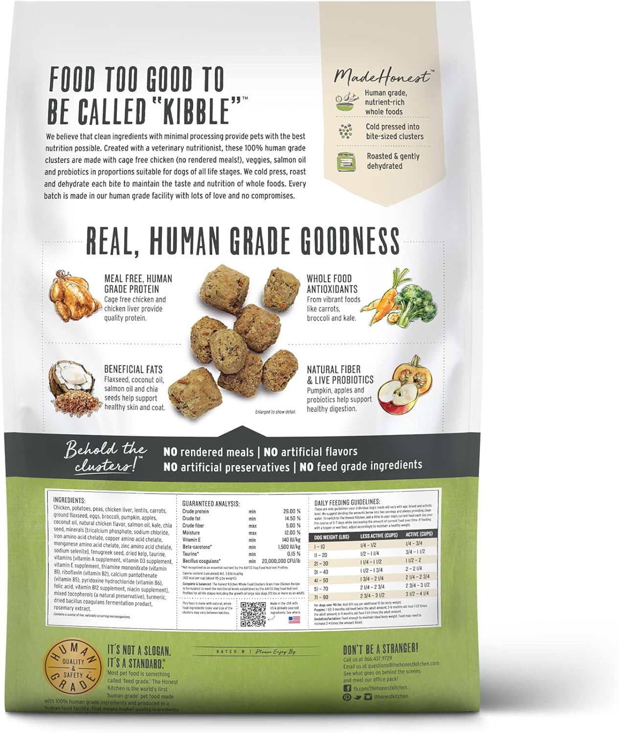The Honest Kitchen Whole Food Clusters Grain Free Chicken Dry Dog Food, 20 lb Bag