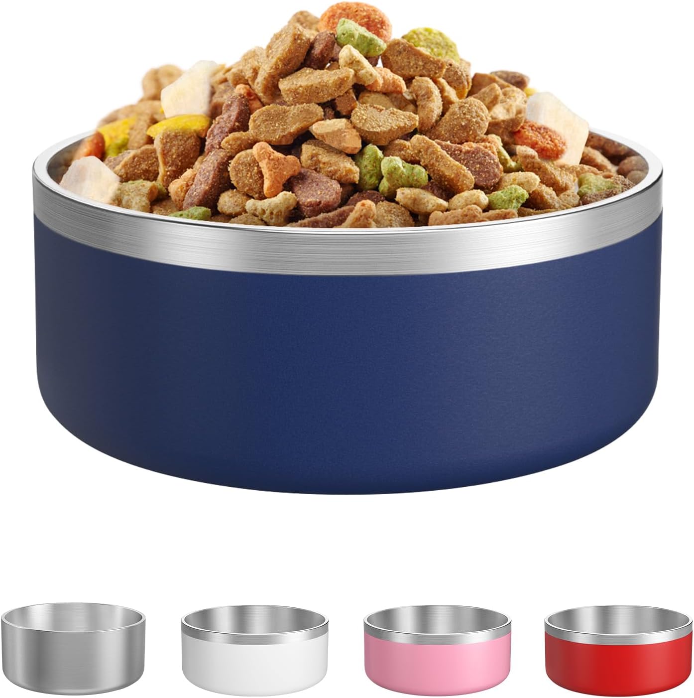 LIANLAI Dog Bowls, Rust-Resistant Stainless Steel Dog Bowls, Spill Proof Double Puppy Dishes for Food, Dishwasher Safe (Blue，40 oz)