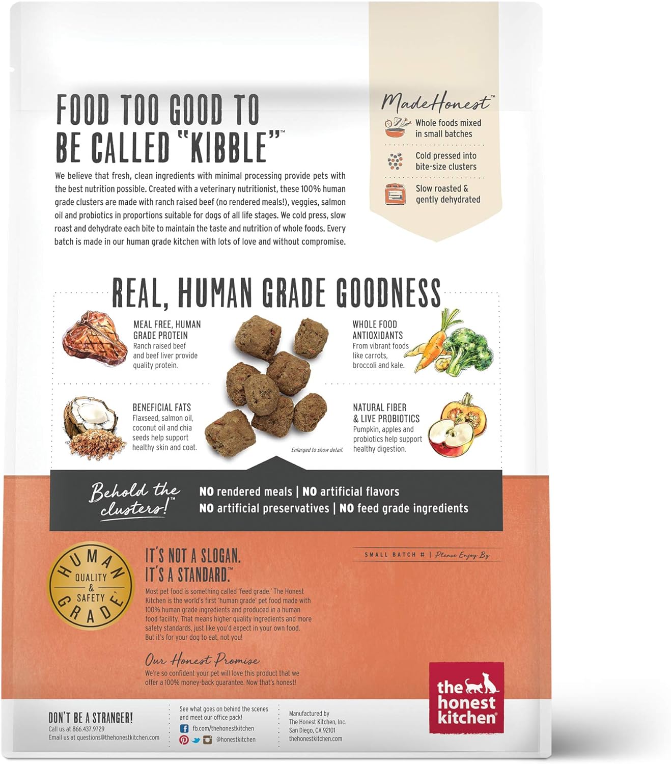 The Honest Kitchen Whole Food Clusters Grain Free Beef Dry Dog Food, 5 lb Bag