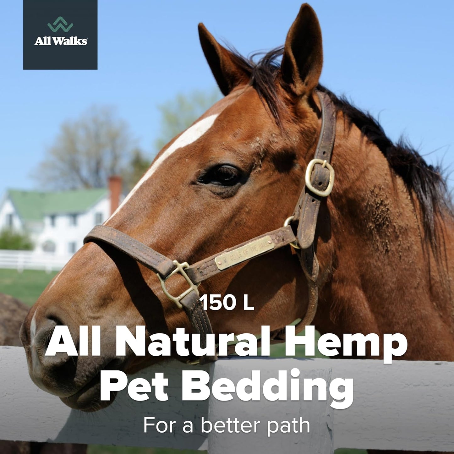 All Walks 150 Liter(30 lbs) Hemp Bedding for Chicken Coops, Hampters, Ducks, and Turkeys - 100% Natural, Superior Odor Control, Biodegradable Pet Bedding, Dust-Free - Made in USA