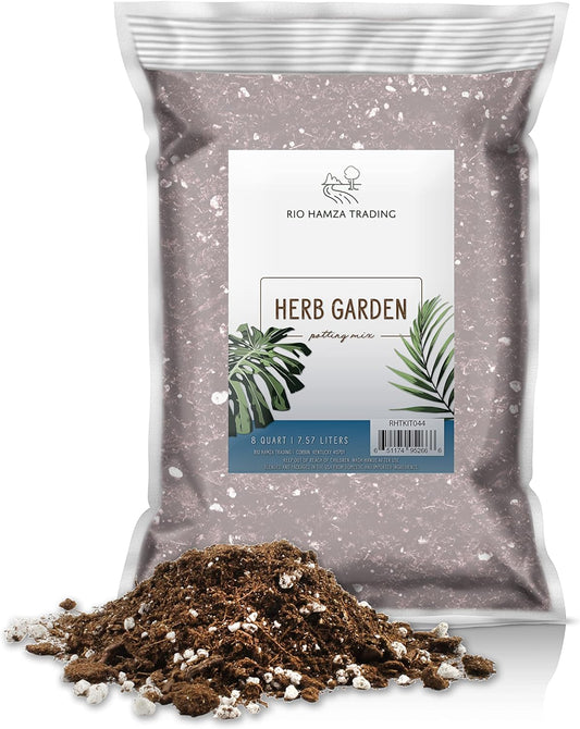 Indoor Herb Planter Potting Mix (8 Quarts), Culinary Herb Potting Soil Mix for Container Gardening
